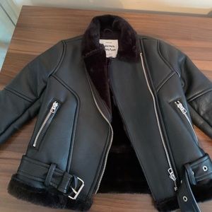 Zara black, lined moto jacket for girls